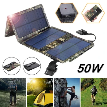 50W Skladací Solárny Panel Auta 5V USB Sunpower Solárne Články Banka Pack Nepremokavé Solárne Doska Pre Outdoorové potreby na Kempovanie Turistika Nabíjačky