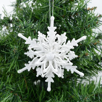Vianočná Vločka Prívesok Ice White 3D Snowflake Plastové Lesk Vianočný Strom Visí Ozdoby na Nový Rok Strany Domáce Dekorácie